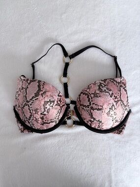 Victoria's Secret Pink Snake-Print Strappy Bra with Black Accents